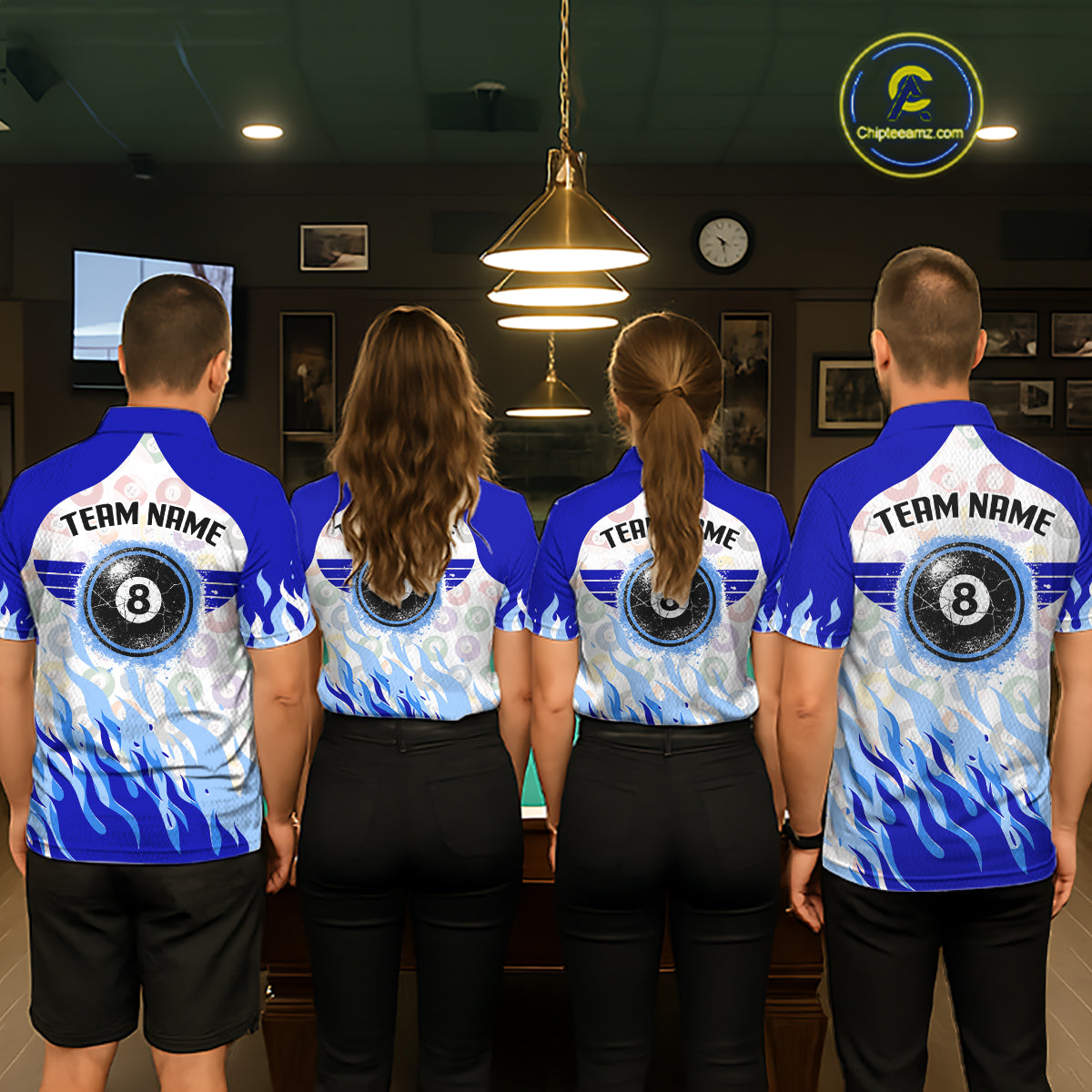 Blue Pool Billiard Balls League Jerseys For Women Custom Grunge Ball 8 Billiard Team Jersey NYN2316