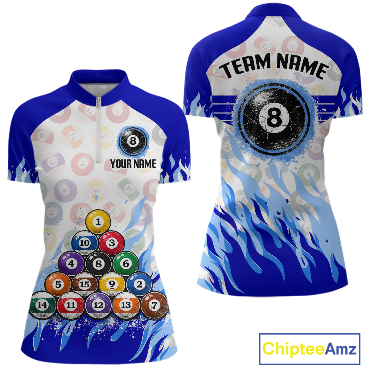Blue Pool Billiard Balls League Jerseys For Women Custom Grunge Ball 8 Billiard Team Jersey NYN2316