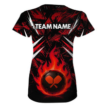 Load image into Gallery viewer, Custom Red Grunge Fire Flame Pickleball Ball &amp; Paddle T-Shirt For Women Outfits Pickleball Jersey NYN2576