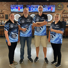 Load image into Gallery viewer, Personalized Funny Shark Waving Blue Dartboard Men Darts 1/4-Zip Shirt Custom Darts Team Jerseys NYN2583