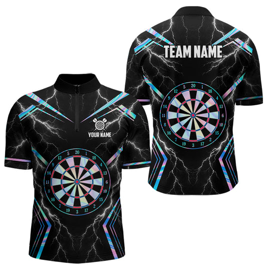 Holographic Thunder Men's Quarter-Zip Dart Shirt, Personalized League Team Jersey