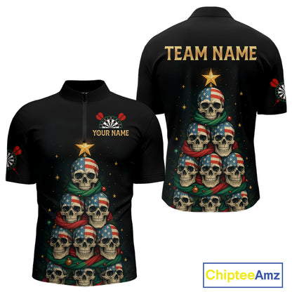 Custom Funny Christmas Darts Shirt For Men Outfits Xmas Holiday Skull Dart Jerseys NYN1279
