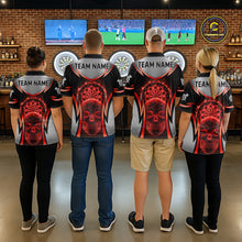 Load image into Gallery viewer, Silver Red Flaming Skull Dartboard Women Darts Quarter-Zip Shirt Custom Team Dart League Jerseys NYN2071