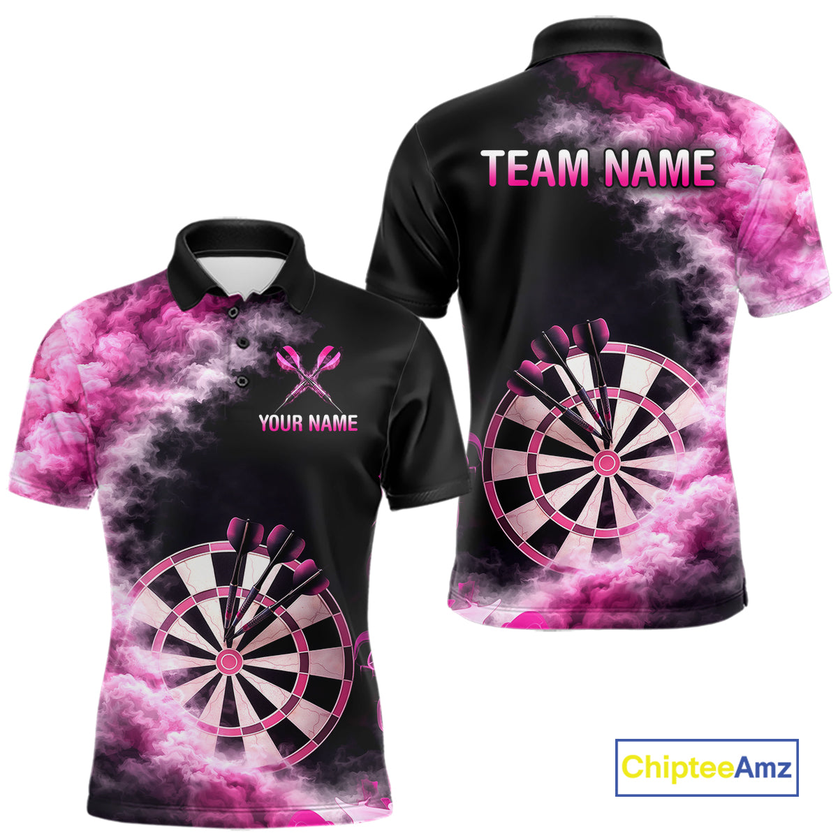 Custom Pink Smokes Dartboard & Arrow Men Darts Polo Shirt Personalized Darts Team Jerseys NYN2597