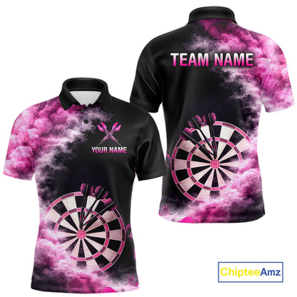 Custom Pink Smokes Dartboard & Arrow Men Darts Polo Shirt Personalized Darts Team Jerseys NYN2597