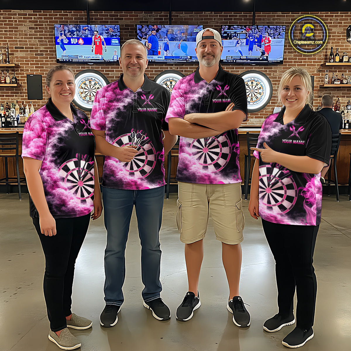 Custom Pink Smokes Dartboard & Arrow Women Darts Polo Shirt Personalized Darts Team Jerseys NYN2597