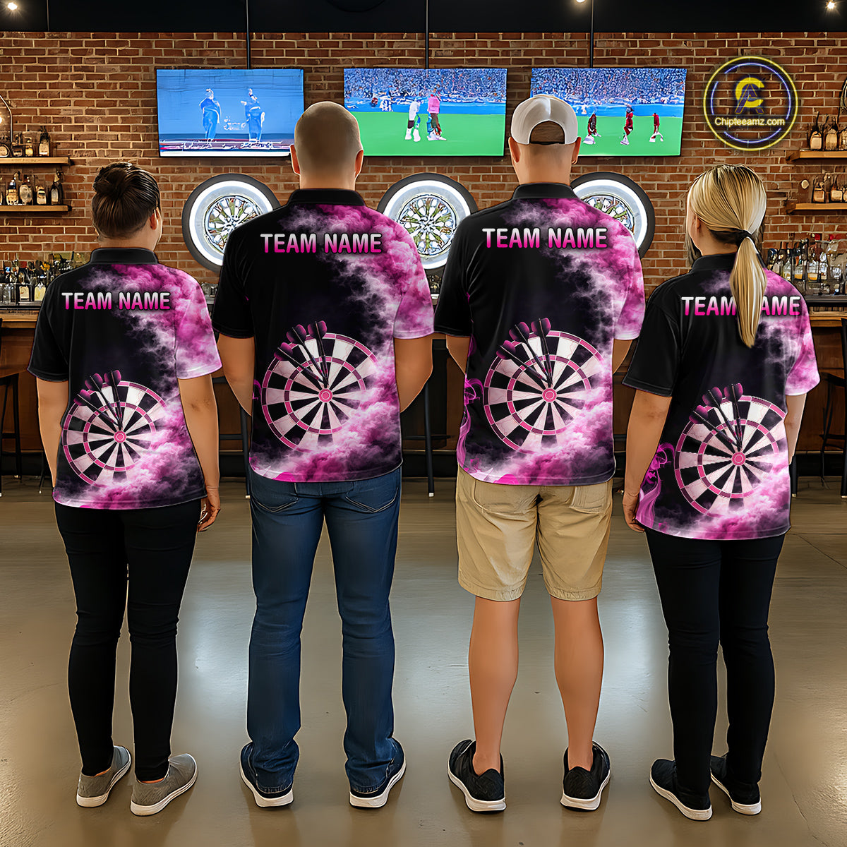 Custom Pink Smokes Dartboard & Arrow Women Darts Polo Shirt Personalized Darts Team Jerseys NYN2597