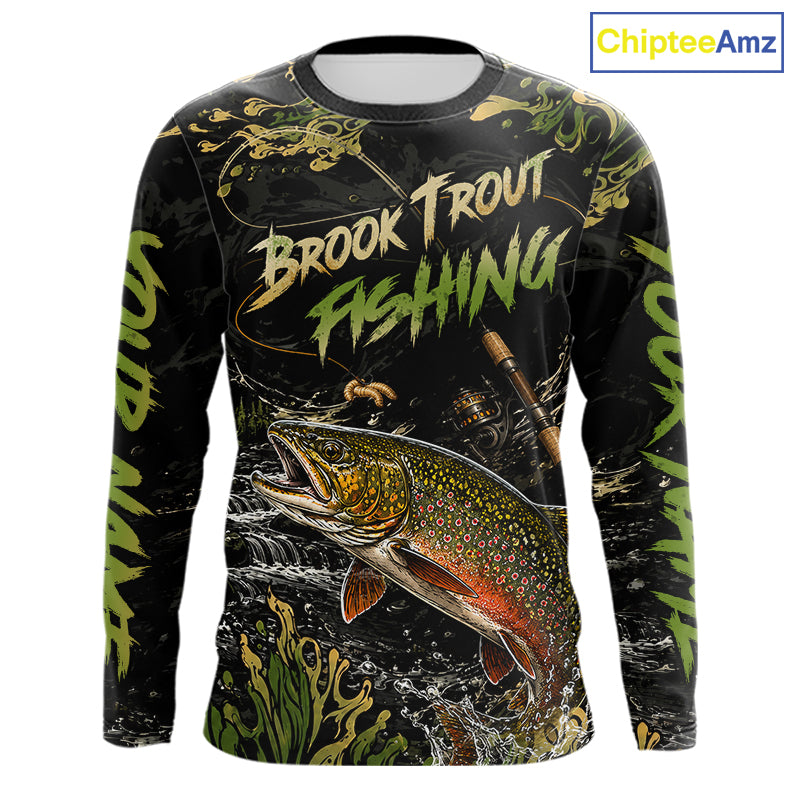 Personalized Brook Trout Performance Fishing Jerseys, Vintage Trout Fish Tournament Fishing Shirts NYN4314