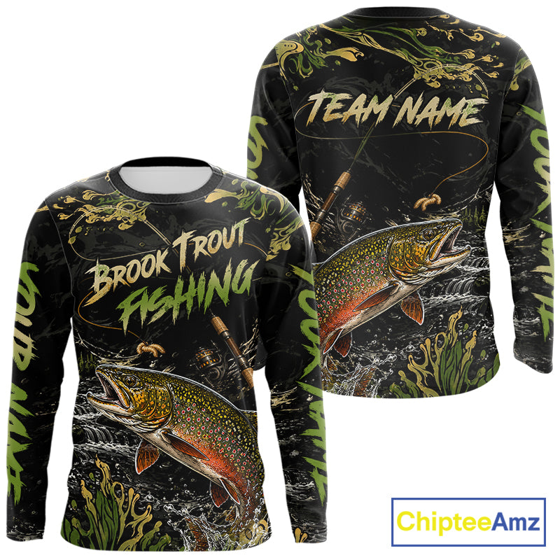 Personalized Brook Trout Performance Fishing Jerseys, Vintage Trout Fish Tournament Fishing Shirts NYN4314