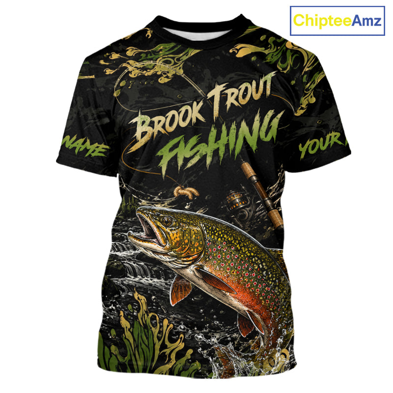 Personalized Brook Trout Performance Fishing Jerseys, Vintage Trout Fish Tournament Fishing Shirts NYN4314