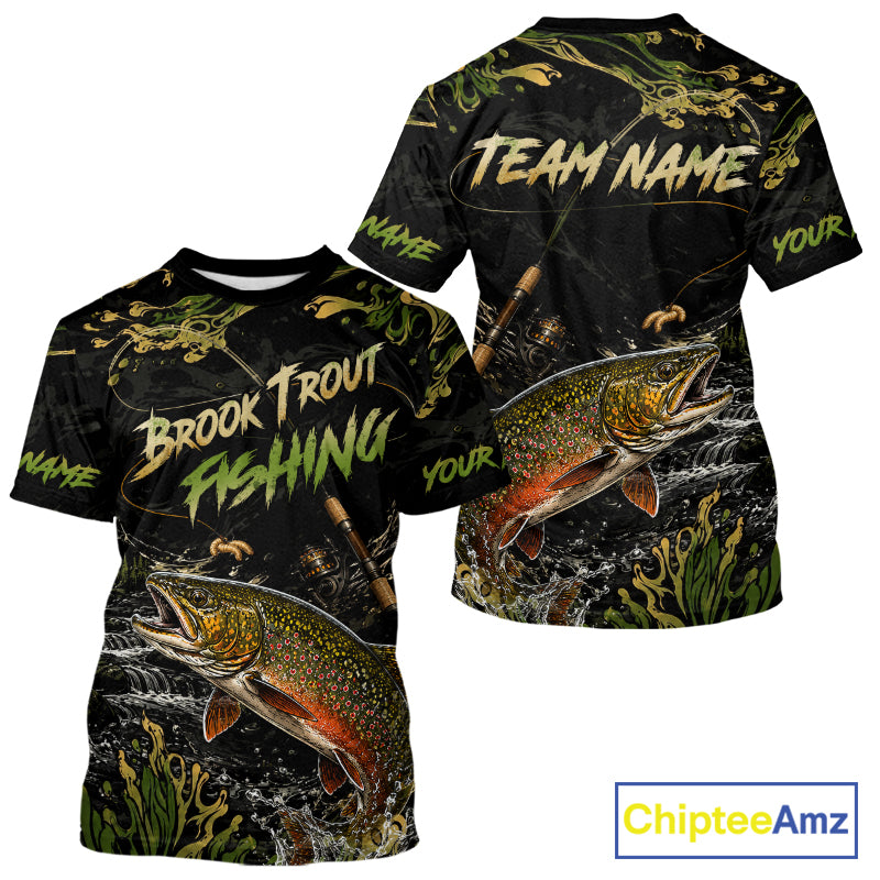 Personalized Brook Trout Performance Fishing Jerseys, Vintage Trout Fish Tournament Fishing Shirts NYN4314