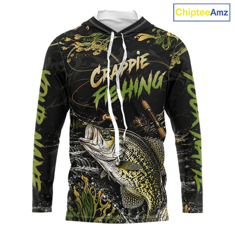 Personalized Crappie Performance Fishing Jerseys, Vintage Crappie Fish Tournament Fishing Shirts NYN4315