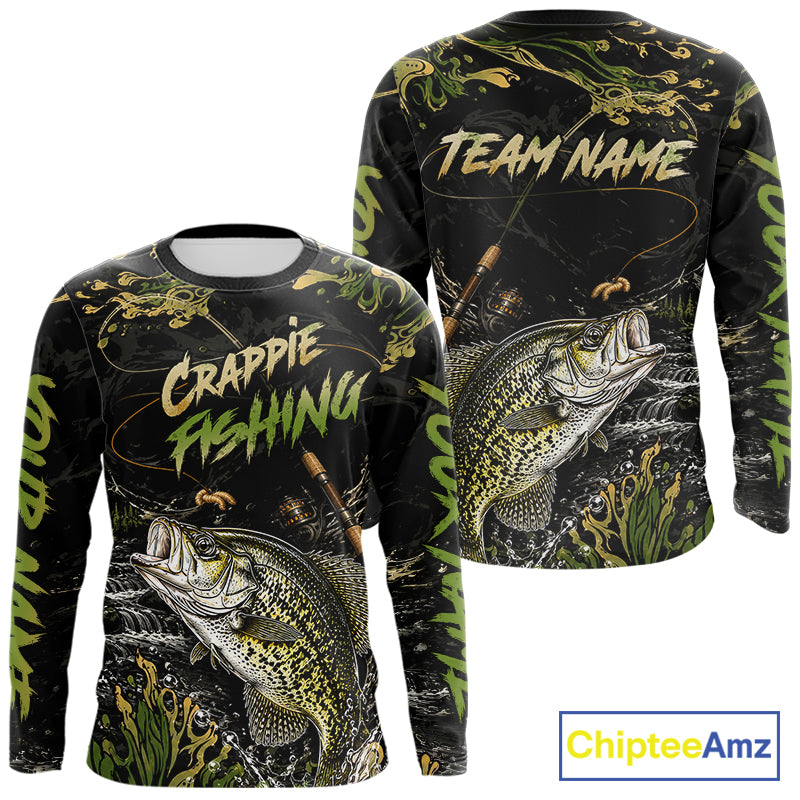 Personalized Crappie Performance Fishing Jerseys, Vintage Crappie Fish Tournament Fishing Shirts NYN4315