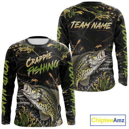 Personalized Crappie Performance Fishing Jerseys, Vintage Crappie Fish Tournament Fishing Shirts NYN4315