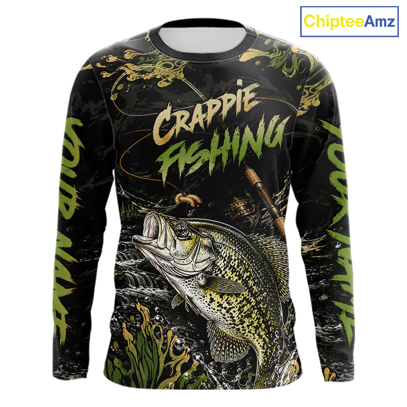 Personalized Crappie Performance Fishing Jerseys, Vintage Crappie Fish Tournament Fishing Shirts NYN4315