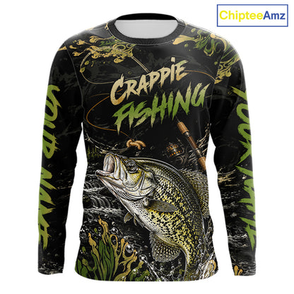 Personalized Crappie Performance Fishing Jerseys, Vintage Crappie Fish Tournament Fishing Shirts NYN4315