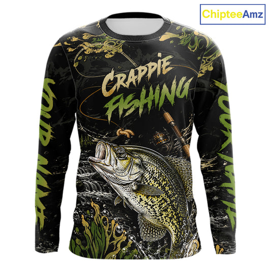 Personalized Crappie Performance Fishing Jerseys, Vintage Crappie Fish Tournament Fishing Shirts NYN4315