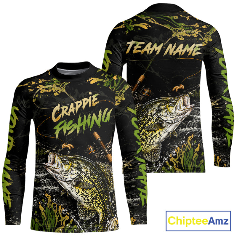 Personalized Crappie Performance Fishing Jerseys, Vintage Crappie Fish Tournament Fishing Shirts NYN4315