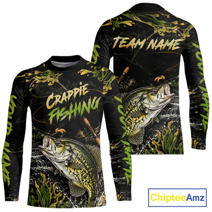 Personalized Crappie Performance Fishing Jerseys, Vintage Crappie Fish Tournament Fishing Shirts NYN4315