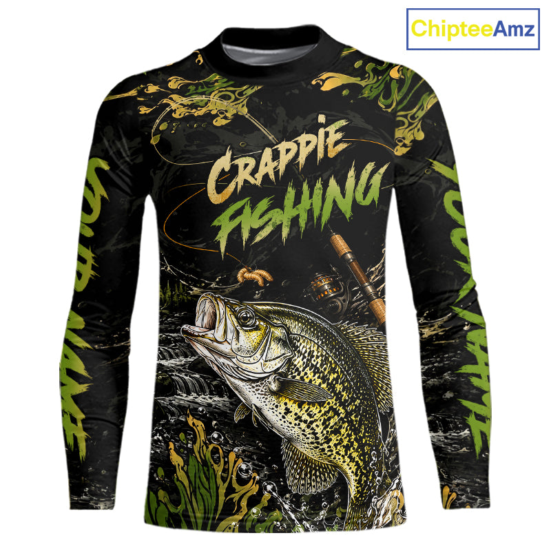 Personalized Crappie Performance Fishing Jerseys, Vintage Crappie Fish Tournament Fishing Shirts NYN4315