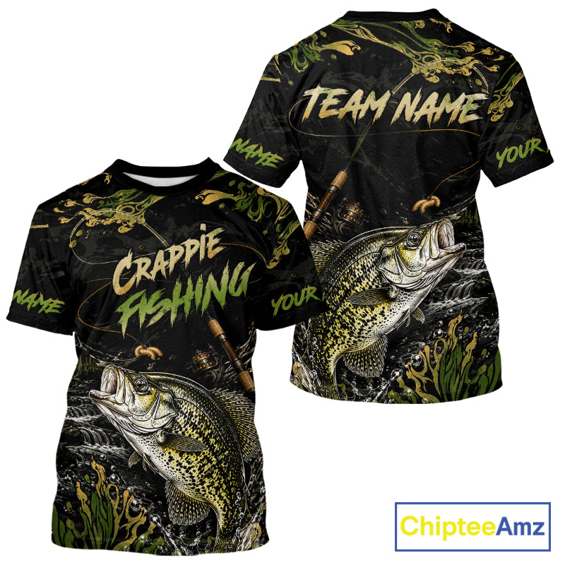 Personalized Crappie Performance Fishing Jerseys, Vintage Crappie Fish Tournament Fishing Shirts NYN4315