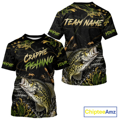 Personalized Crappie Performance Fishing Jerseys, Vintage Crappie Fish Tournament Fishing Shirts NYN4315