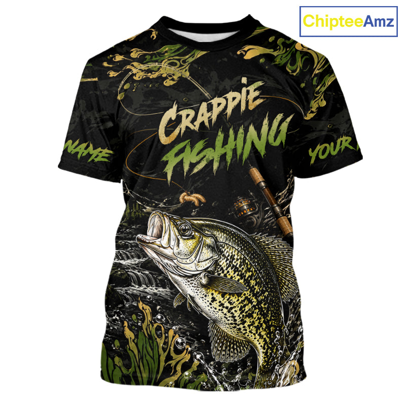 Personalized Crappie Performance Fishing Jerseys, Vintage Crappie Fish Tournament Fishing Shirts NYN4315
