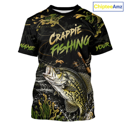 Personalized Crappie Performance Fishing Jerseys, Vintage Crappie Fish Tournament Fishing Shirts NYN4315