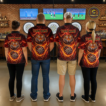 Red Flaming Tiger Thunder Dartboard Women Darts Polo Shirt Custom Funny Darts Team Jersey NYN2610