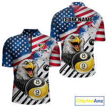 Load image into Gallery viewer, Splatter US Flag Yin And Yang 8 Ball &amp; 9 Ball Men Billiard Shirt Custom Eagle Freedom Billiard Appeal NYN2767