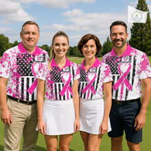 Load image into Gallery viewer, American Flag Splatter Pink Men Golf Polo Shirt Custom Breast Cancer Golf Team Outfits NYN3386