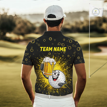 Mens Golf Beer Polo Shirt Funny Golf Ball With Beer Glass Custom Team Name Golf Team Jersey NYN4687