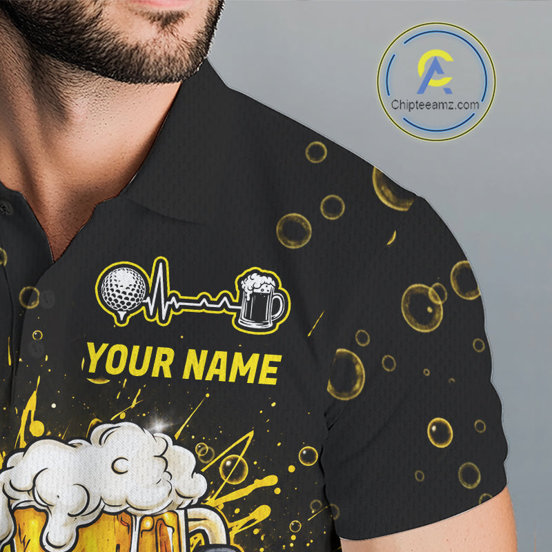 Mens Golf Beer Polo Shirt Funny Golf Ball With Beer Glass Custom Team Name Golf Team Jersey NYN4687