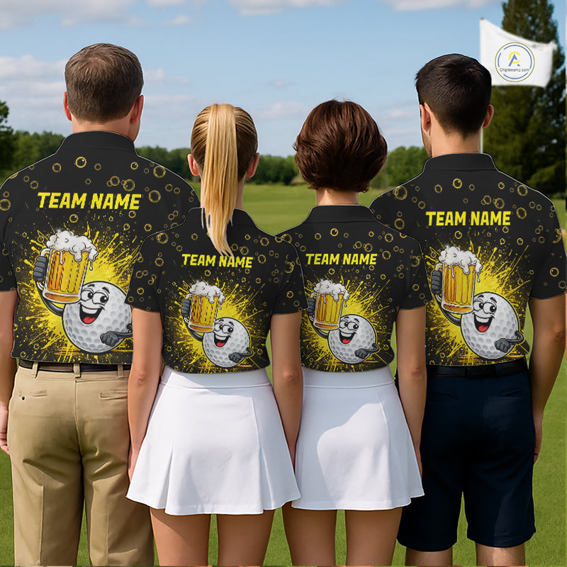 Mens Golf Beer Polo Shirt Funny Golf Ball With Beer Glass Custom Team Name Golf Team Jersey NYN4687