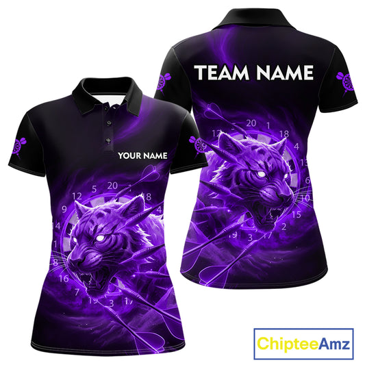 Custom Purple Fantasy Tiger Storm Dart Arrow Darts Polo Shirt For Women Dart Team Jerseys NYN1821