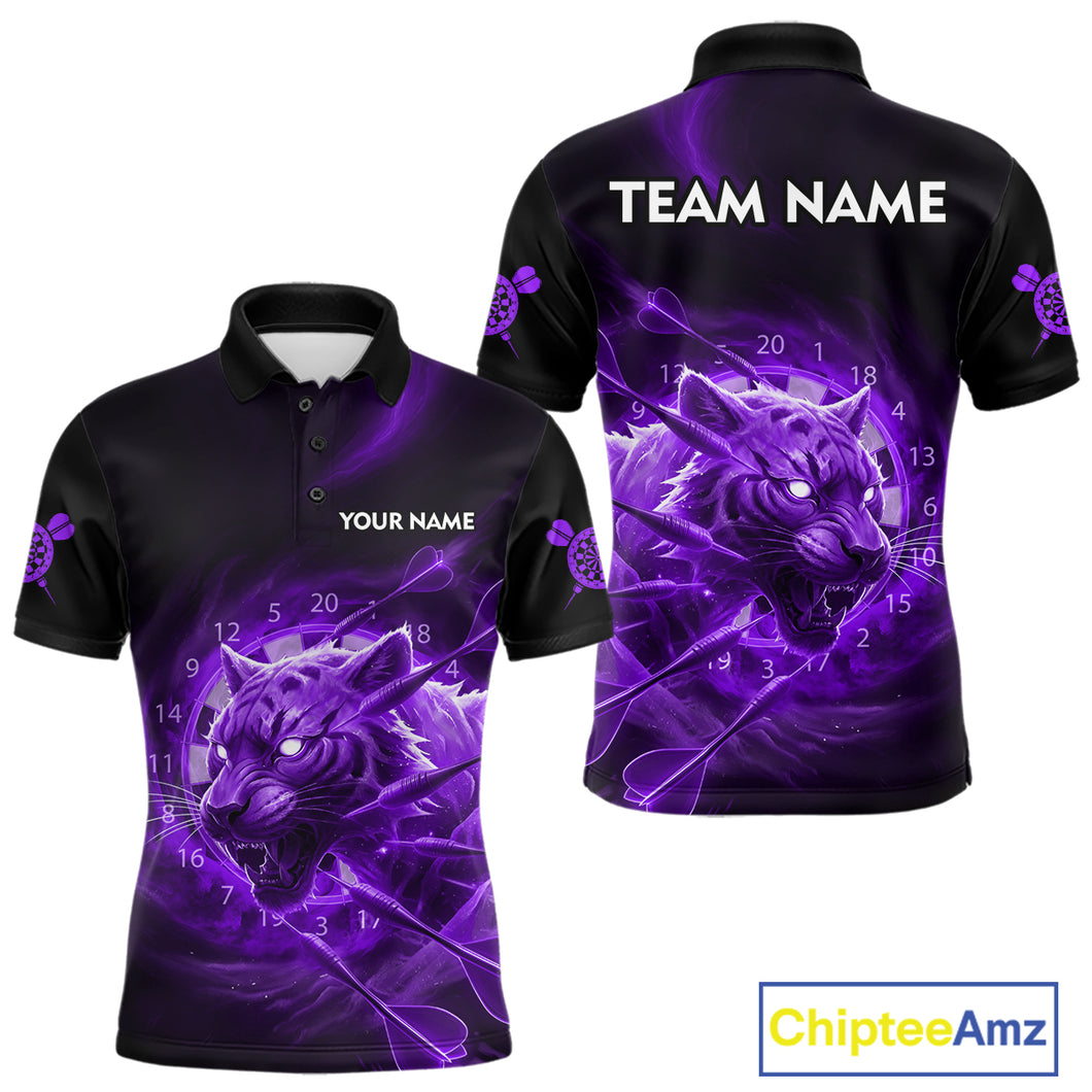 Custom Purple Fantasy Tiger Storm Dart Arrow Darts Polo Shirt For Men Dart Team Jerseys NYN1821