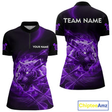 Load image into Gallery viewer, Custom Purple Fantasy Tiger Storm Dart Arrow Darts Quarter-Zip Shirt For Women Dart Team Jerseys NYN1821