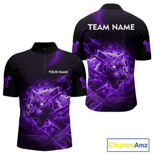 Custom Purple Fantasy Tiger Storm Dart Arrow Darts Quarter-Zip Shirt For Men Dart Team Jerseys NYN1821