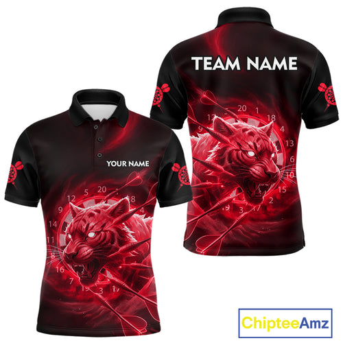 Custom Red Fantasy Tiger Storm Dart Arrow Darts Polo Shirt For Men Dart Team Jerseys NYN1822
