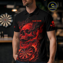 Load image into Gallery viewer, Fire Flame Skull Red Grunge Dartboard Custom Dart Polo Shirt For Men Dart League Jerseys NYN2092