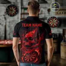 Load image into Gallery viewer, Fire Flame Skull Red Grunge Dartboard Custom Dart Polo Shirt For Men Dart League Jerseys NYN2092