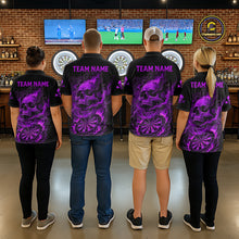 Load image into Gallery viewer, Fire Flame Skull Purple Grunge Dartboard Custom Dart Polo Shirt For Men Dart League Jerseys NYN2093