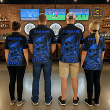 Load image into Gallery viewer, Fire Flame Skull Blue Grunge Dartboard Custom Dart Polo Shirt For Men Dart League Jerseys NYN2094