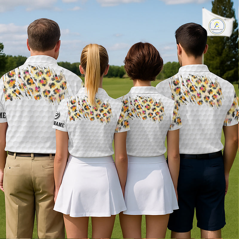 Yellow Leopard Pattern Men Golf Polo Shirts Custom Unique Polo Shirts Golf Team Outfits NYN3388