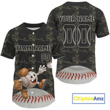 Load image into Gallery viewer, Custom Brown Mascot Funny Baseball Ball Jersey For Men Personalized 3D Funny Baseball Shirt NYN0901