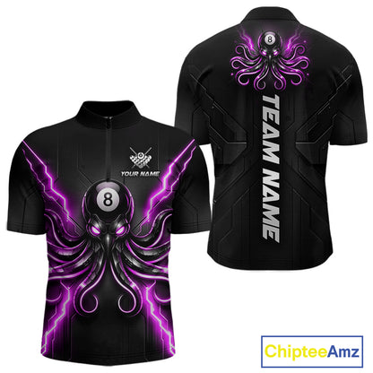 Thunder Purple Octopus Men's Quarter-Zip Pool League Jersey