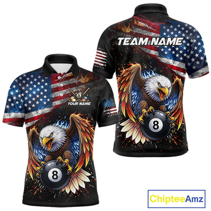 Flame Gunge American Flag Eagle 8 Ball Billiard Shirt For Men Custom Patriotic Pool Team Jersey NYN4353