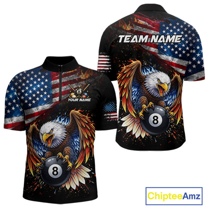 Flame Gunge American Flag Eagle 8 Ball Billiard Shirt For Men Custom Patriotic Pool Team Jersey NYN4353