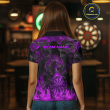 Load image into Gallery viewer, Fire Flames Darts Dragon Purple Dart Polo Shirts For Women  Personalized Team Dart Jerseys NYN2105