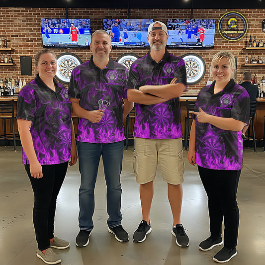 Fire Flames Darts Dragon Purple Dart 1/4-Zip Shirts For Women Personalized Team Dart Jerseys NYN2105